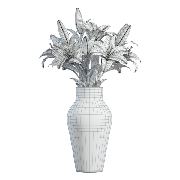 Flower Set 15 - Pink and White Lilies Bouquet