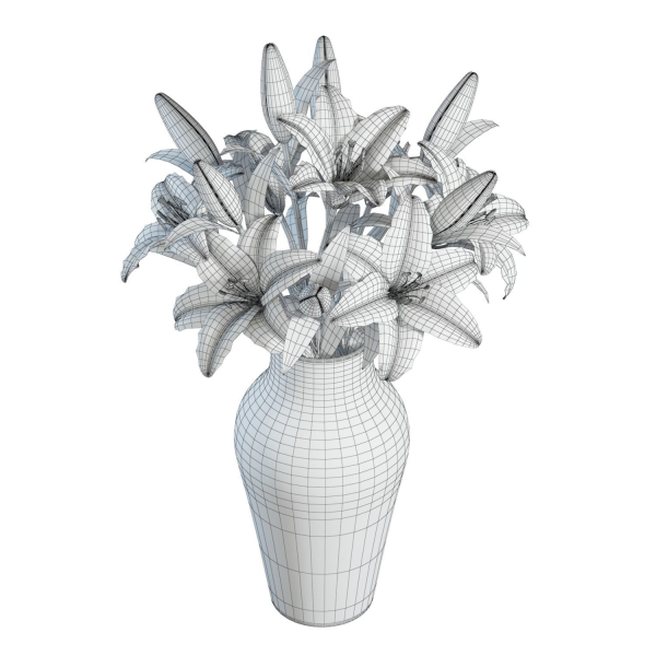 Flower Set 15 - Pink and White Lilies Bouquet
