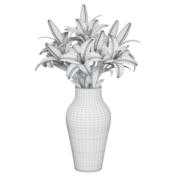 Flower Set 15 - Pink and White Lilies Bouquet