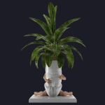 Flowerpot 2 woman hugging plant