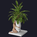 Flowerpot 2 woman hugging plant