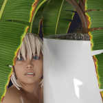 Flowerpot 2 woman hugging plant