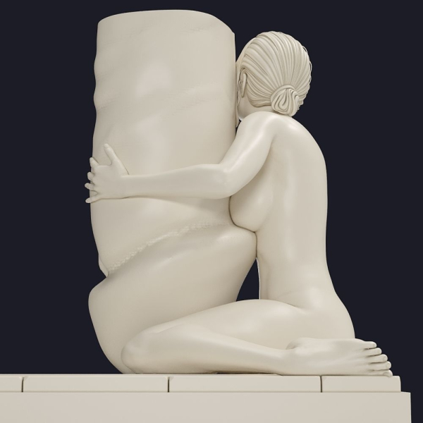 Flowerpot 2 woman hugging plant