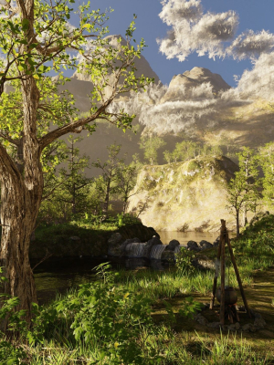 Forest Hut Scene