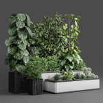 Garden Plants set Concrete box plants on stand