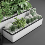 Garden Plants set Concrete box plants on stand