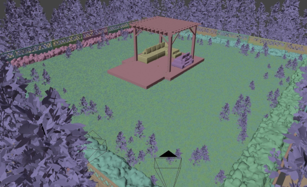 Garden Scene with pergola and sofa