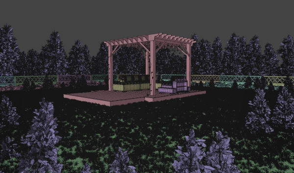Garden Scene with pergola and sofa