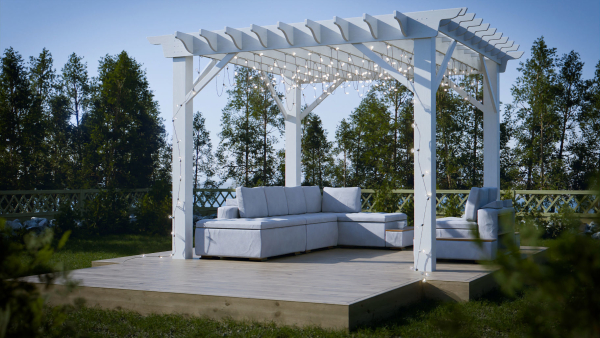 Garden Scene with pergola and sofa