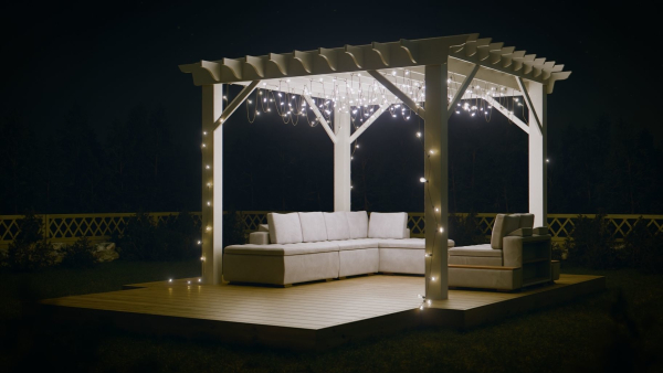 Garden Scene with pergola and sofa