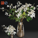 Gardenia Flower Bouquet Vase decor set
