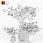 Gardenia Flower Bouquet Vase decor set