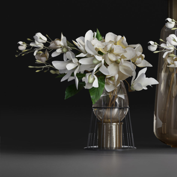Gardenia Flower Bouquet Vase decor set