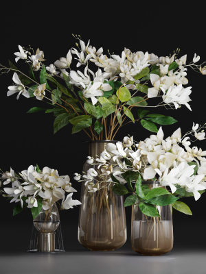 Gardenia Flower Bouquet Vase decor set