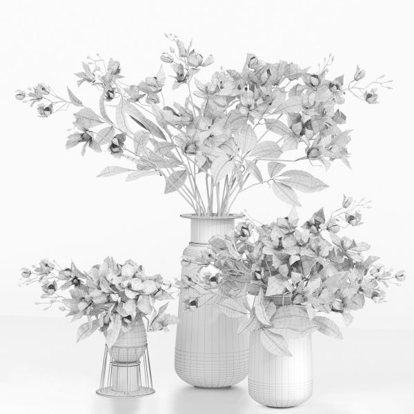 Gardenia Flower Bouquet Vase decor set