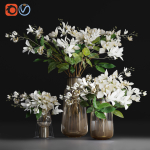 Gardenia Flower Bouquet Vase decor set