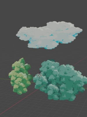 ghibli-tree-and-cloud-3d-model-low-poly-blend
