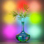 Glass vase with leaves vol 10