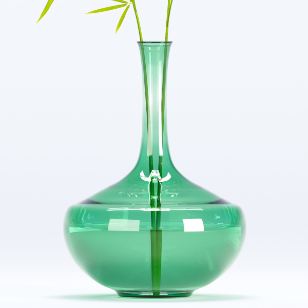 Glass vase with leaves vol 10