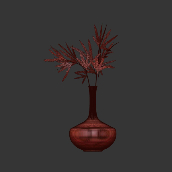 Glass vase with leaves vol 10