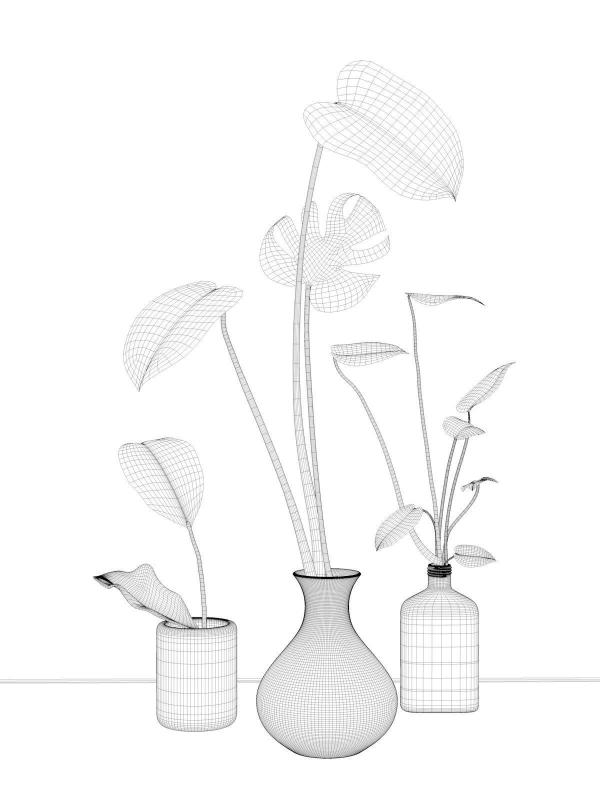 Glass Vases with Leaves 2
