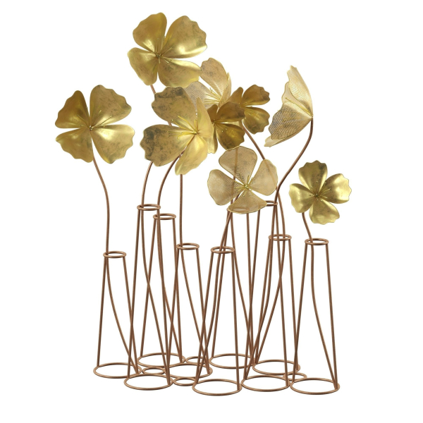Gold Metal Flower Sculpture