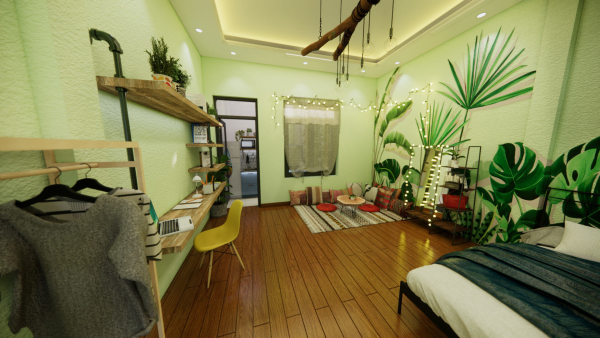 Green Apartment For 1 Person With Bathroom And Balcony