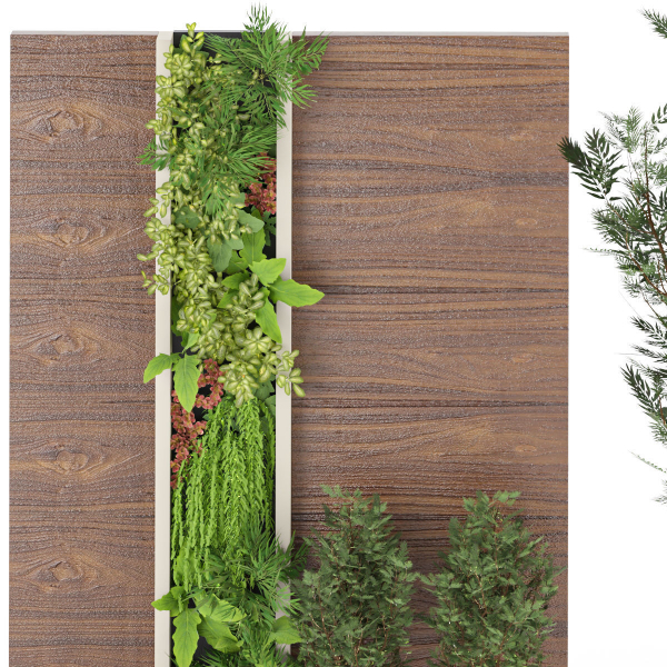Green-Wall-002 wooden wall with plants and trees