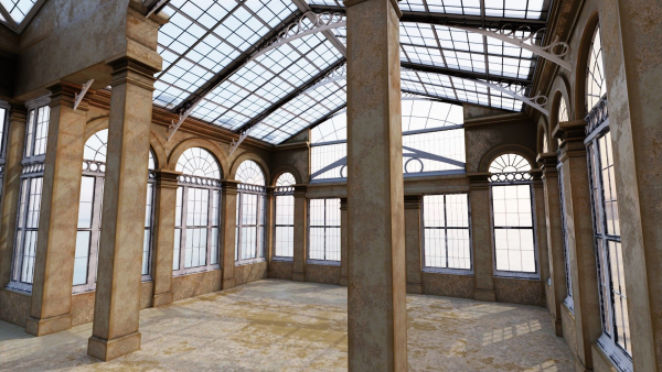 Greenhouse ornate building with glass roof