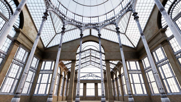 Greenhouse ornate building with glass roof