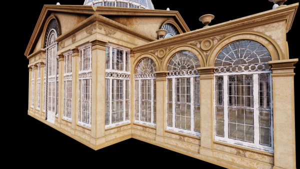 Greenhouse ornate building with glass roof