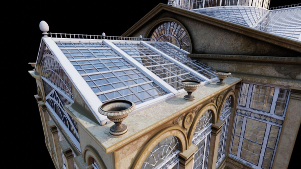 Greenhouse ornate building with glass roof