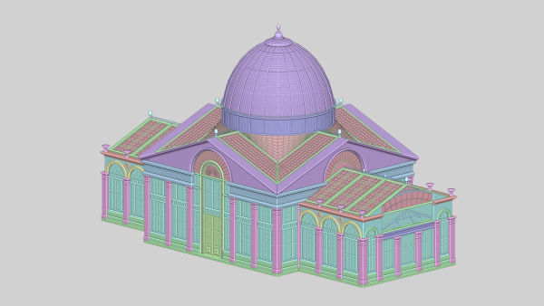 Greenhouse ornate building with glass roof