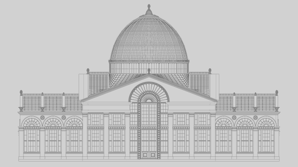 Greenhouse ornate building with glass roof