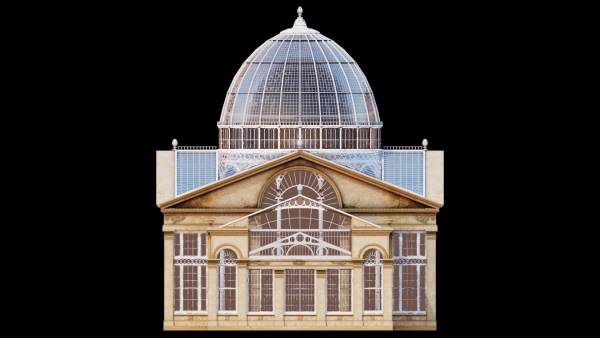 Greenhouse ornate building with glass roof