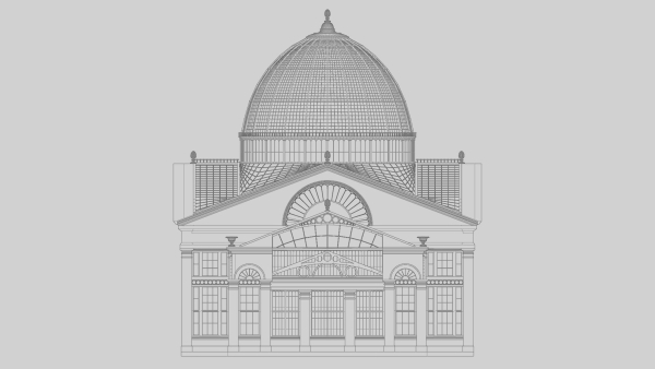 Greenhouse ornate building with glass roof