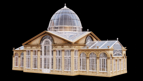 Greenhouse ornate building with glass roof