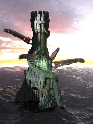 Grey scull Tower with Tower Rods
