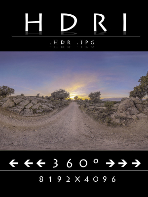 HDR BEAUTIFUL SUNSET ON DIRT ROAD