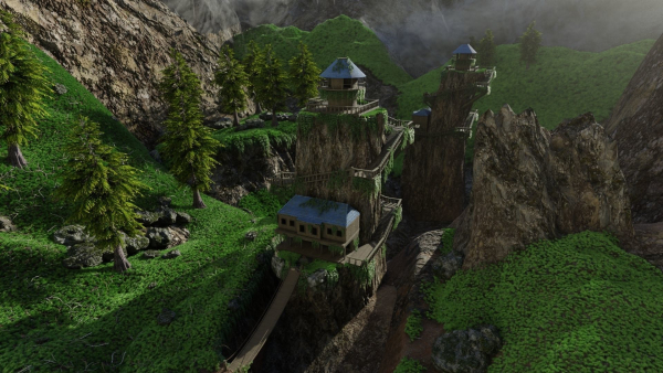 House on Mountain Scene