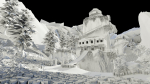 House on Mountain Scene