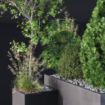 HQ Tree and bush garden box outdoor VOL 05