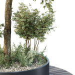 HQ Urban environment set of green plant benches 05
