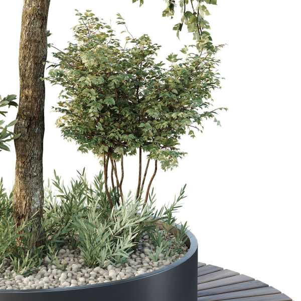 HQ Urban environment set of green plant benches 05