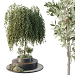HQ Urban environment set of green plant benches 05
