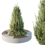 HQ Urban environment set of green plant benches 06