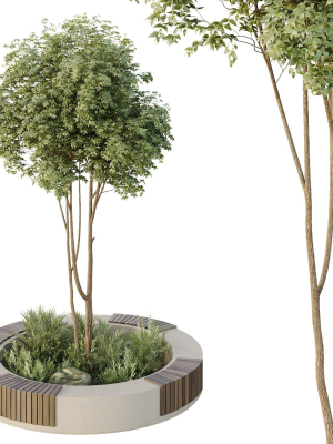 HQ Urban environment set of green plant benches 09