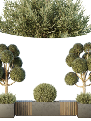 HQ Urban environment set of green plant benches 12
