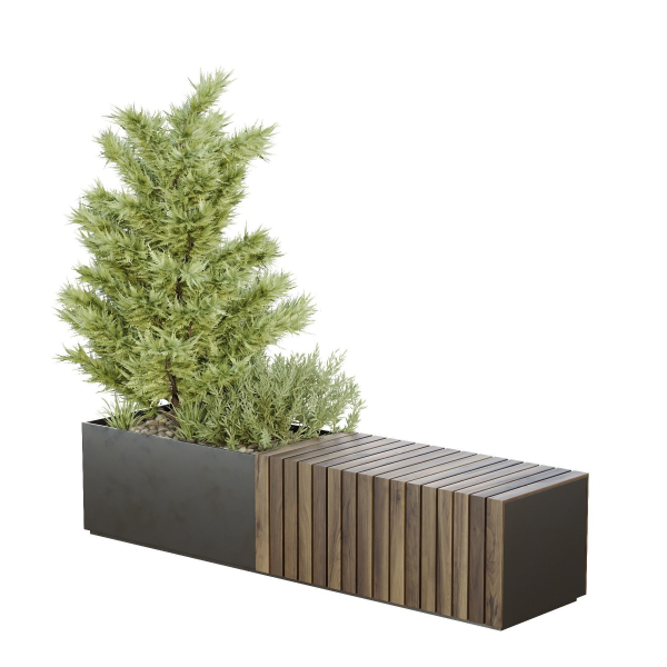 HQ Urban environment set of green plant benches 15