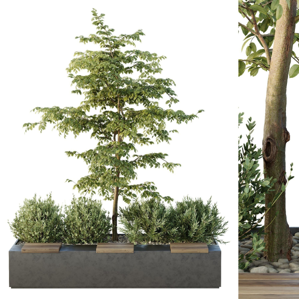 HQ Urban environment set of green plant benches 17
